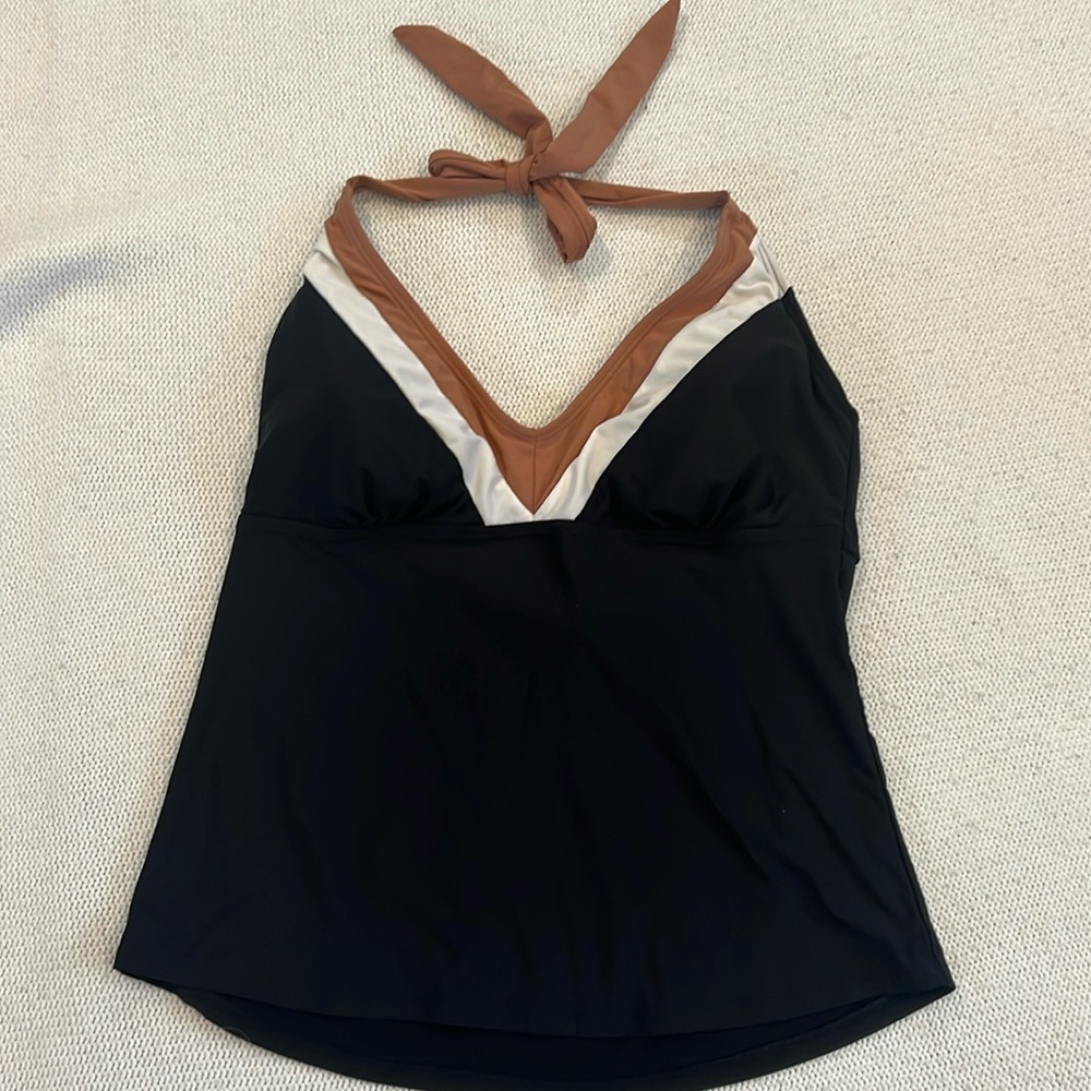 Time and Tru black white and brown tankini top, size large